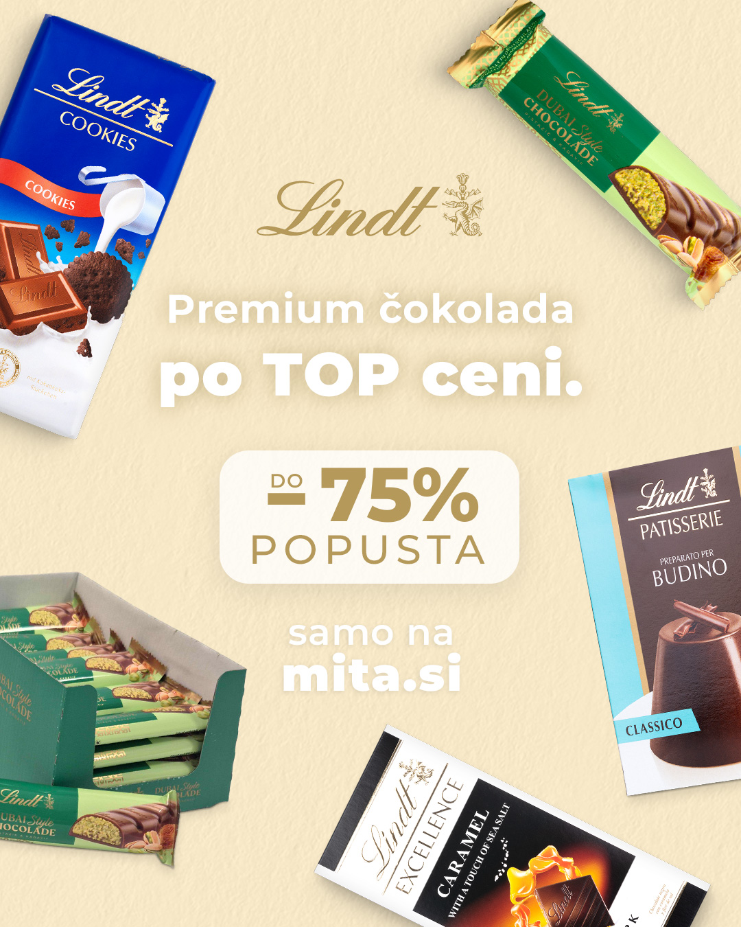 Trgovina MITA Facebook ad: Lindt do -75% ceneje!