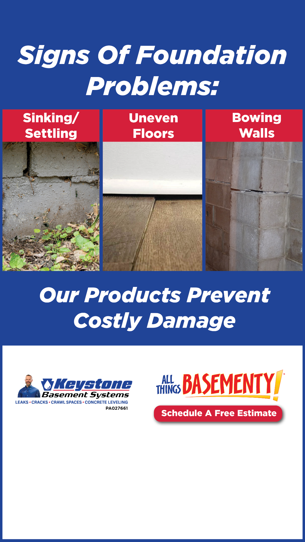 Keystone Basement Systems Facebook ad from Jan 12, 2026