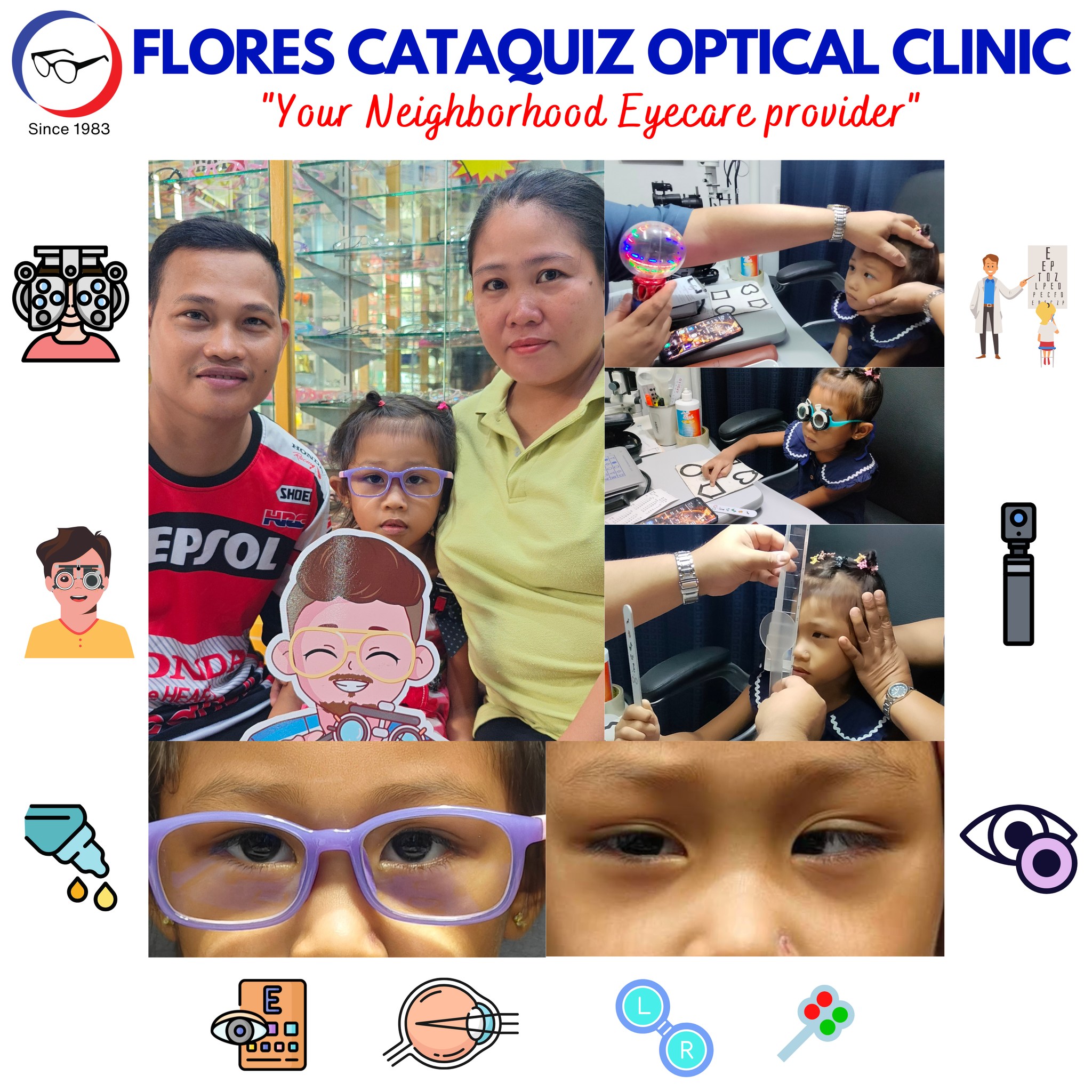 Flores-Cataquiz Optical Clinic Facebook ad: Thank you, Keith Reighn and to Mom &…