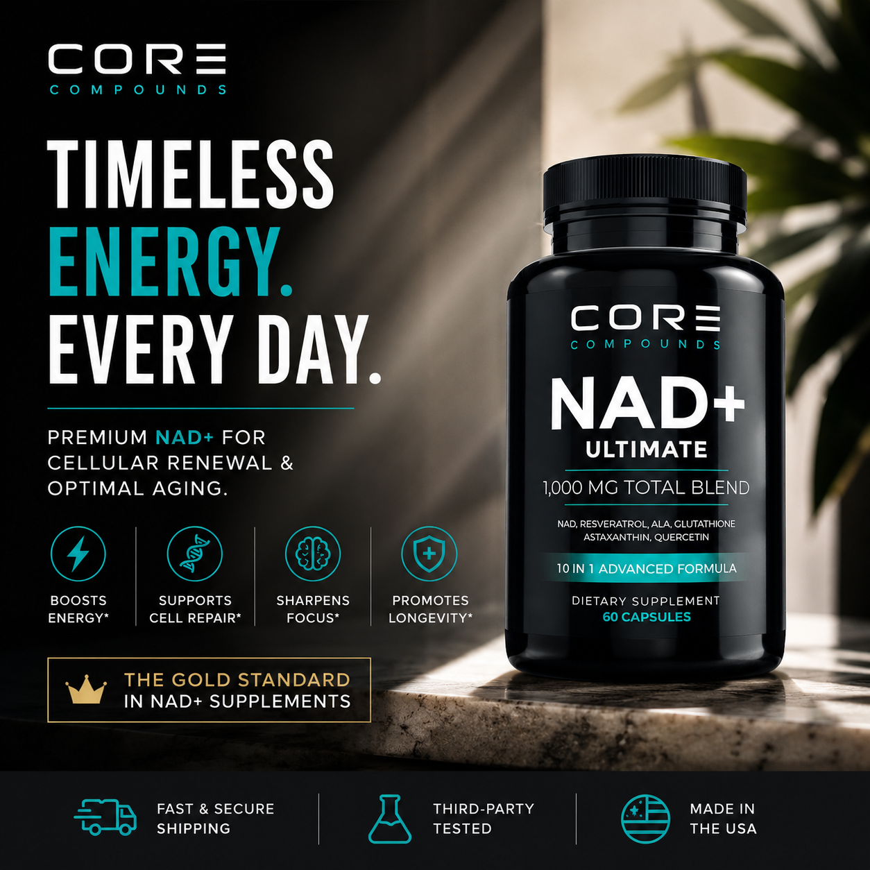 Core Compounds Facebook ad: Repair Your Cells, Not Just Your Routine.