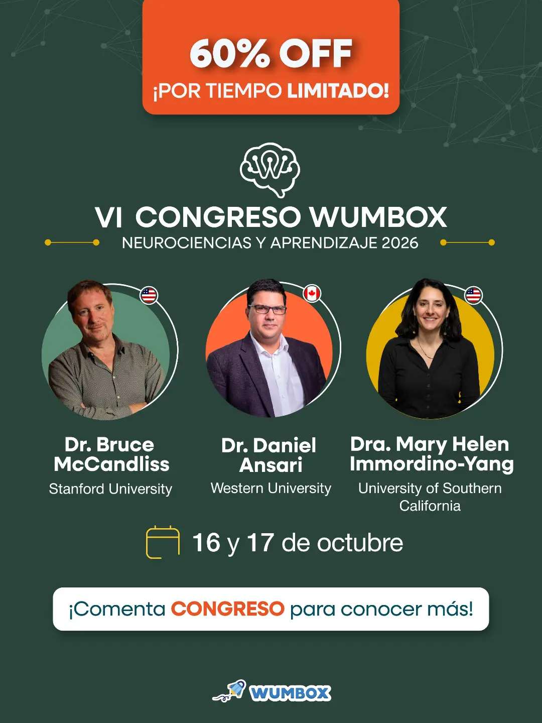 Wumbox Facebook ad: Anuncio Especial Llega el VI Congreso Wumbox: Neurociencias…
