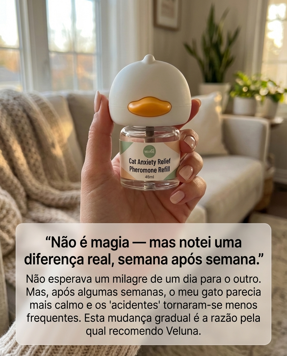 Veluna Facebook ad: Finalmente um gato tranquilo e feliz