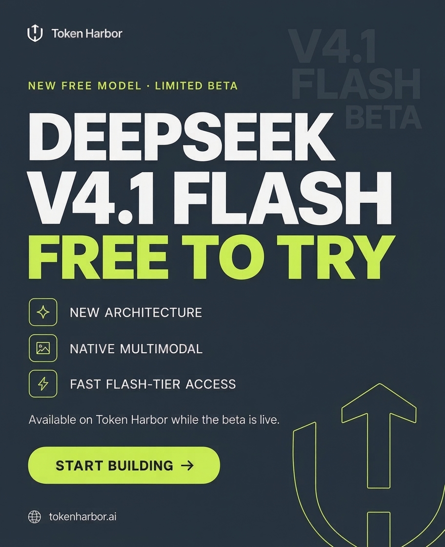 Token Harbor Facebook ad: DeepSeek V4.1 Flash Beta, Free to Try