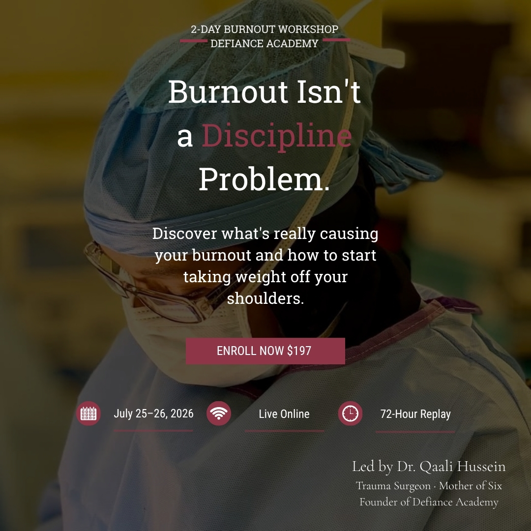 Defiance Academy Facebook ad: THE BURNOUT WORKSHOP