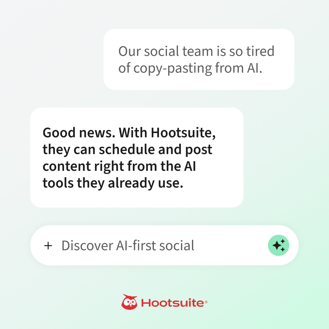Hootsuite Facebook ad: AI-Powered Social Is Here