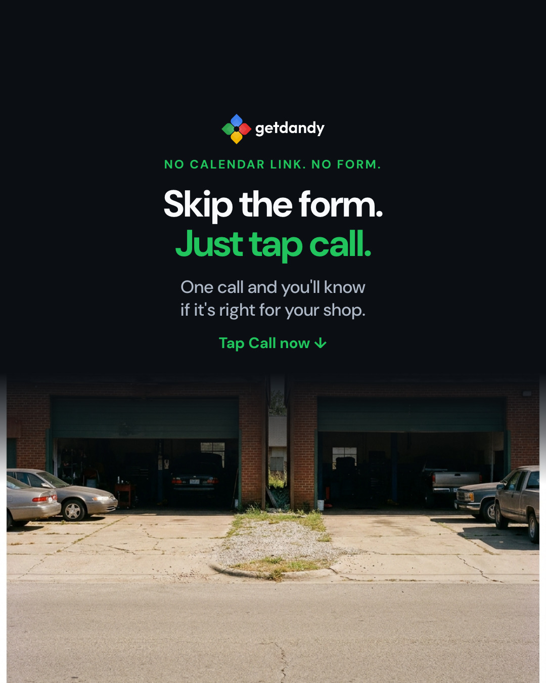 GetDandy Facebook ad: Skip the form. Just tap call.