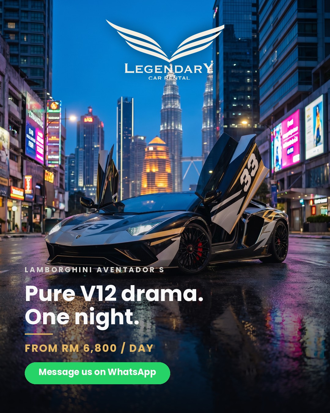 Luxury Car Rental Legendary Kereta Sewa Mewah 豪华汽车租赁 Facebook ad: Drive the dream, supercars in KL