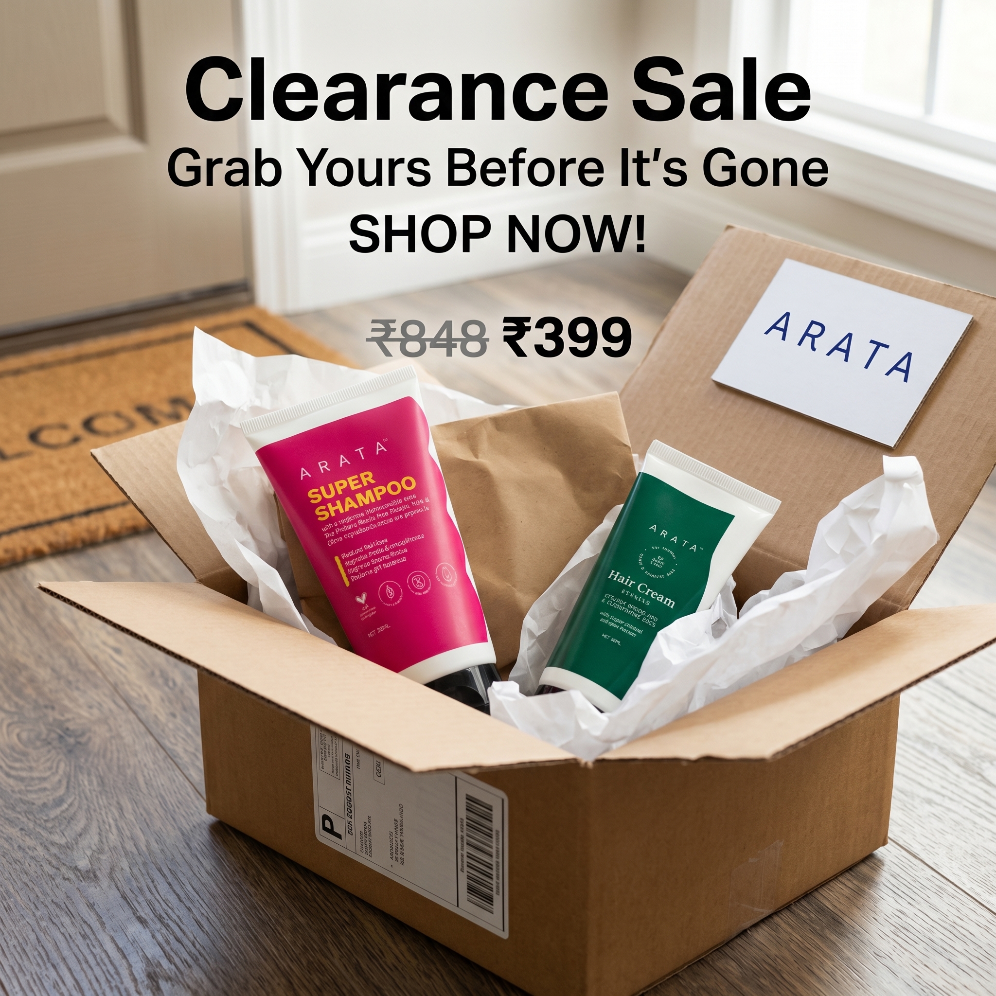 Arata Clearance Sale Facebook ad: Smooth Hair Starts Here