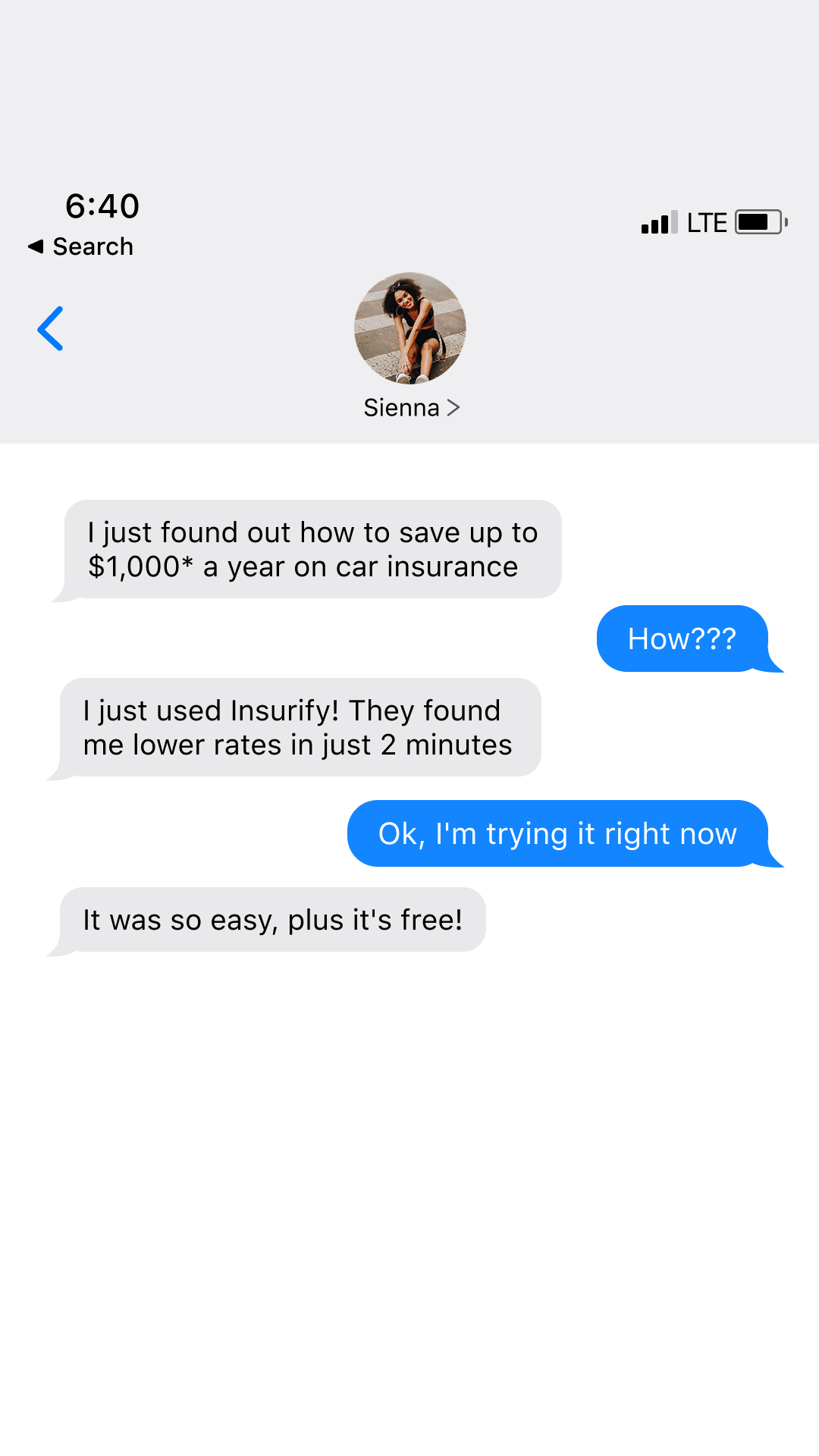 Insurify Facebook ad