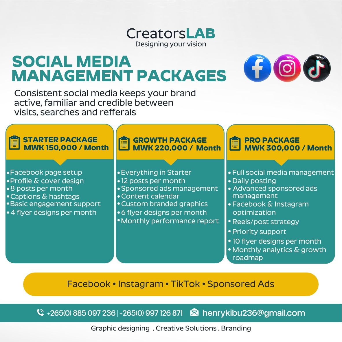 CreatorsLab MW Facebook ad: Struggling to grow your business online?