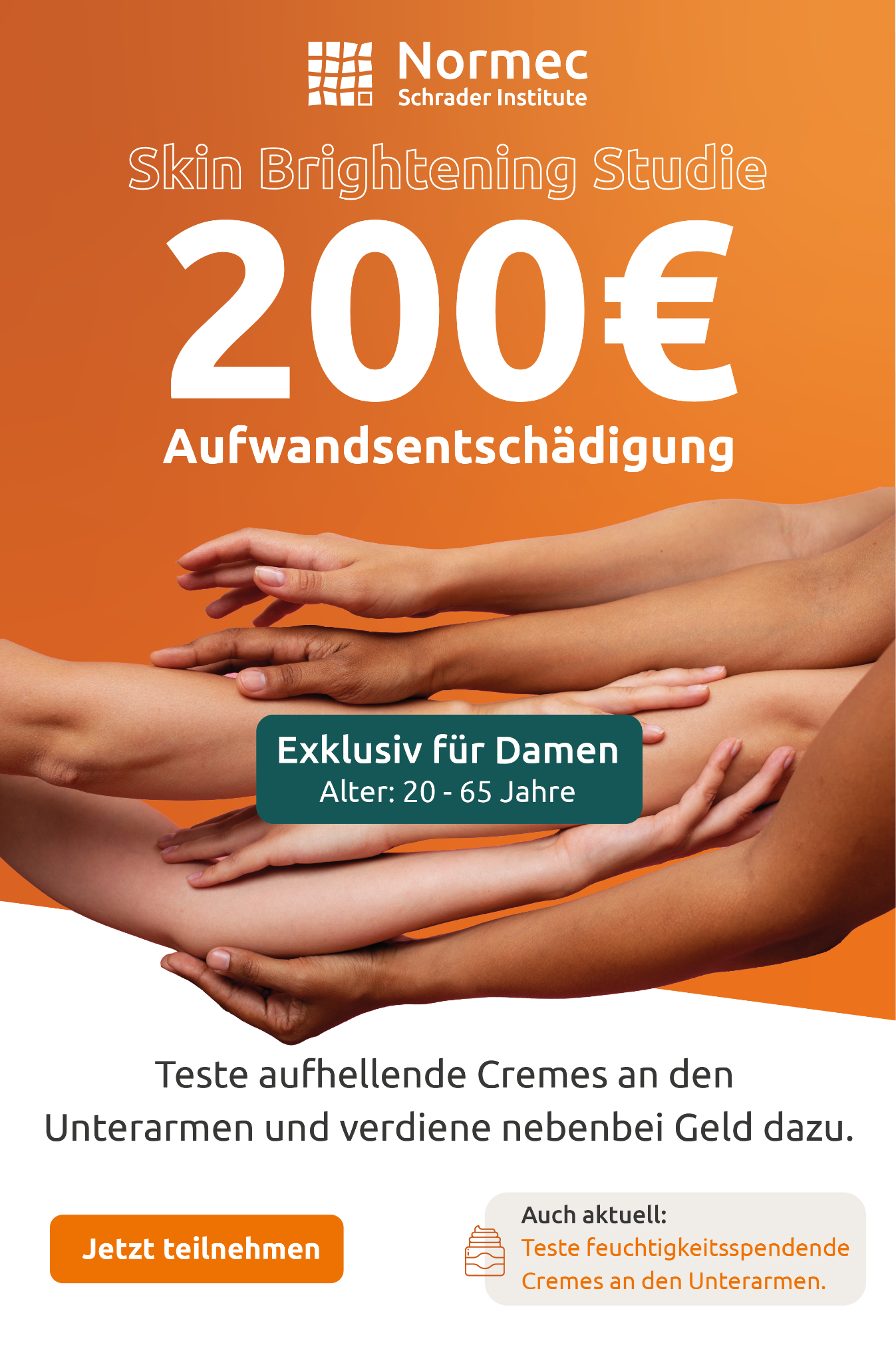 Institute Dr. Schrader Facebook ad: Jetzt Kosmetikprodukte testen und Geld verdienen!