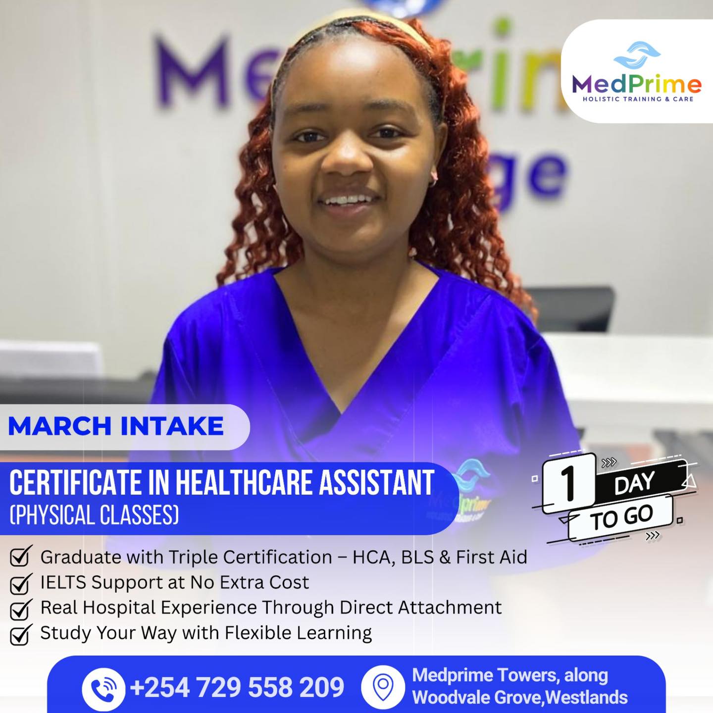 MedPrime Training College Facebook ad: Start your healthcare career today.
