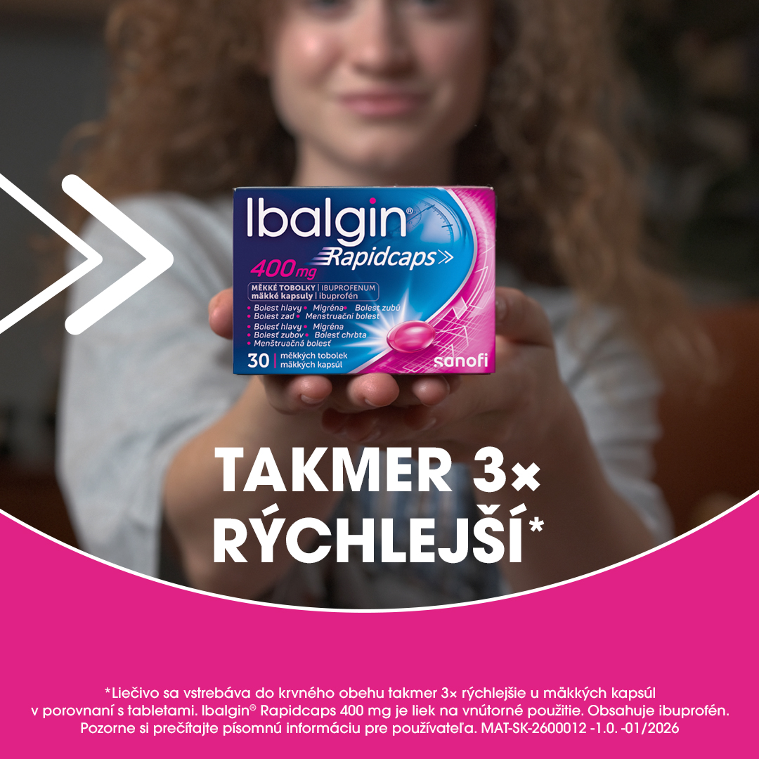 Ibalgin Facebook ad: Jedna kapsula na rôzne druhy bolesti.