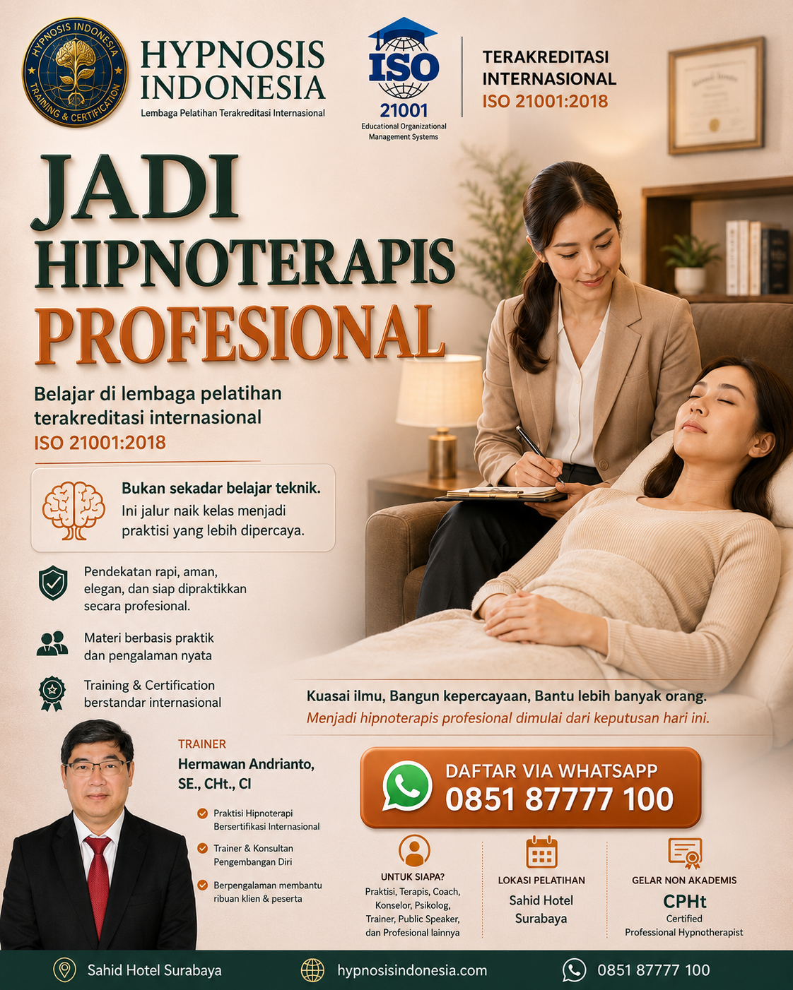 Mind Tech Facebook ad: Belajar Hypnotherapy Secara Profesional
