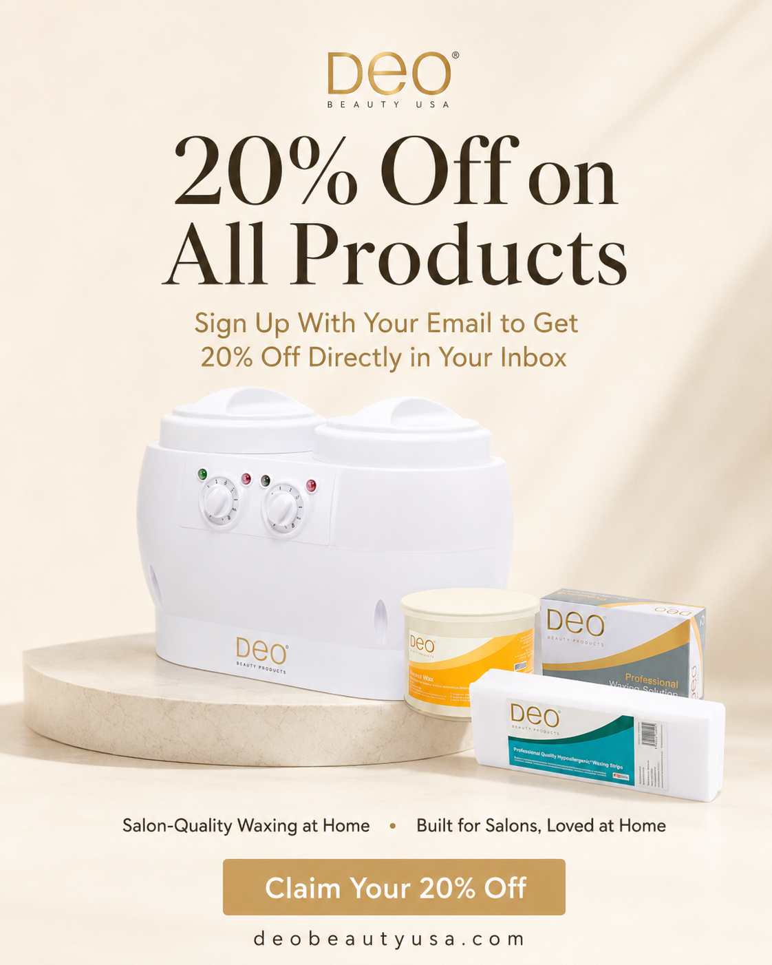 Deo Beauty USA Facebook ad: Deo Double Wax Warmer + FREE Waxing Accessories