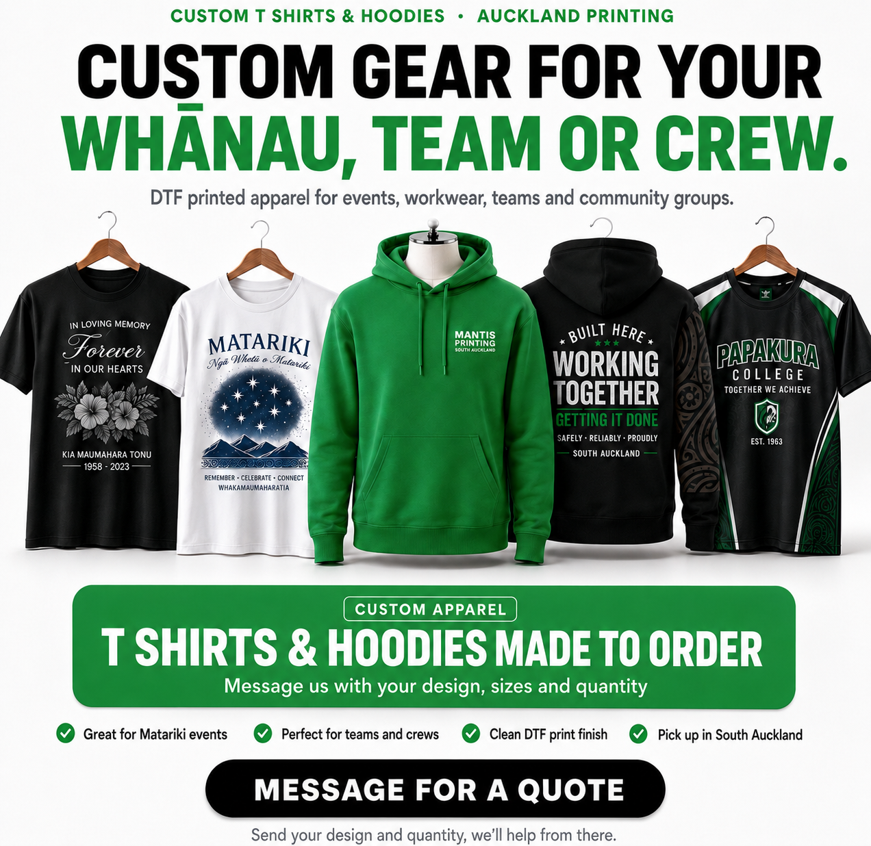 Mantis Printing Facebook ad: T-Shirts And Hoodies Made To Order