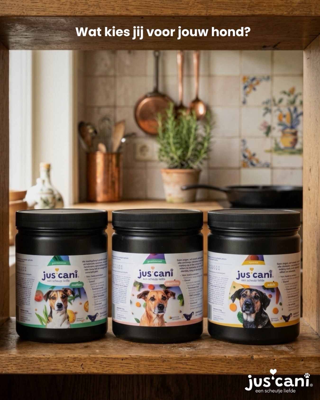 JusCani Facebook ad: Met Jus´Cani wordt elke maaltijd een feestje voor…