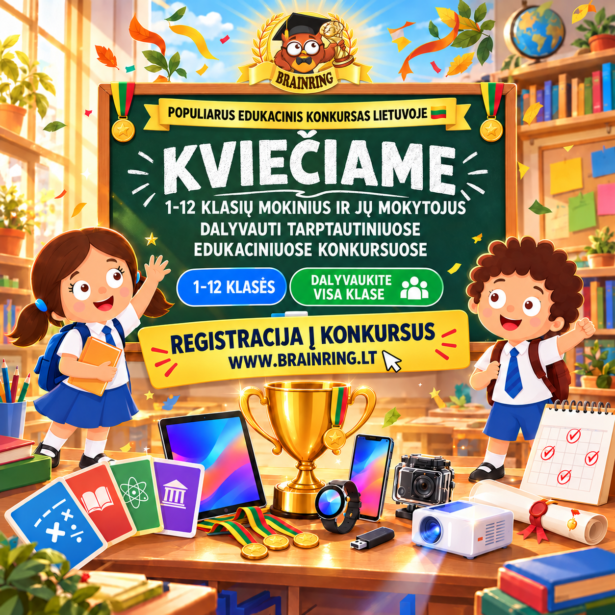 Brainring.lt Facebook ad: Brain Ring - Edukaciniai konkursai 1-12 klasių mokiniams