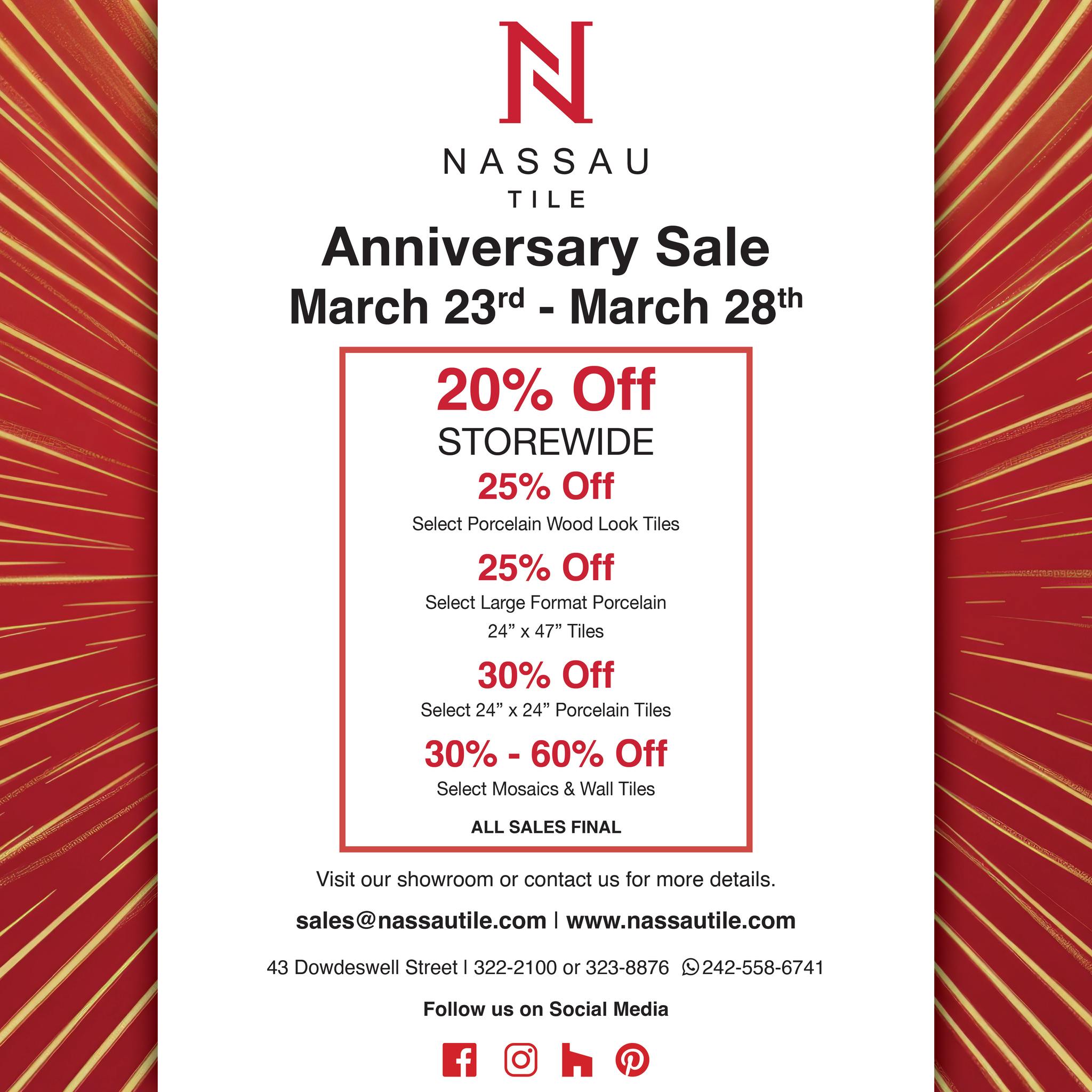 Push242 Facebook ad: Nassau Tile Anniversary Sale!