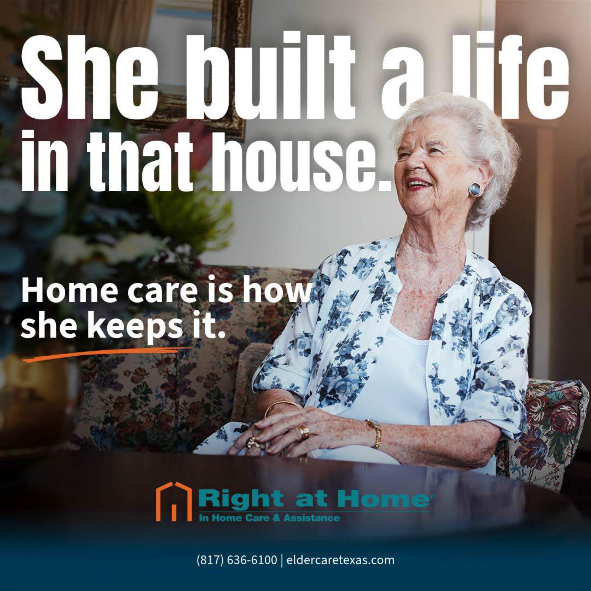 Right at Home Facebook ad: Ask Mom where she wants to be in…