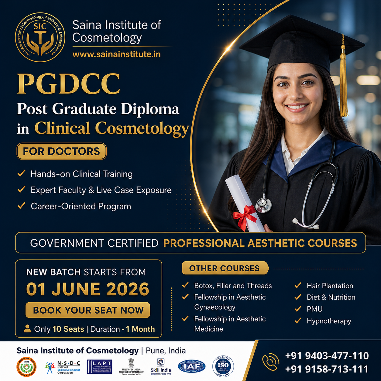 Saina Institute Of Cosmetology Facebook ad: Become a Certified Clinical Cosmetologist