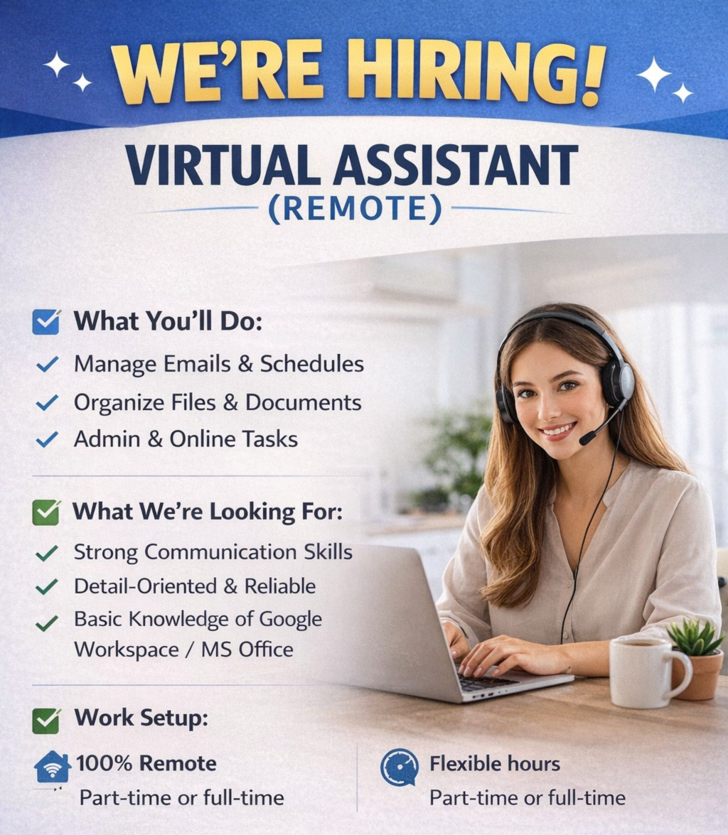 Full Calendar Facebook ad: Virtual Assistant Wanted