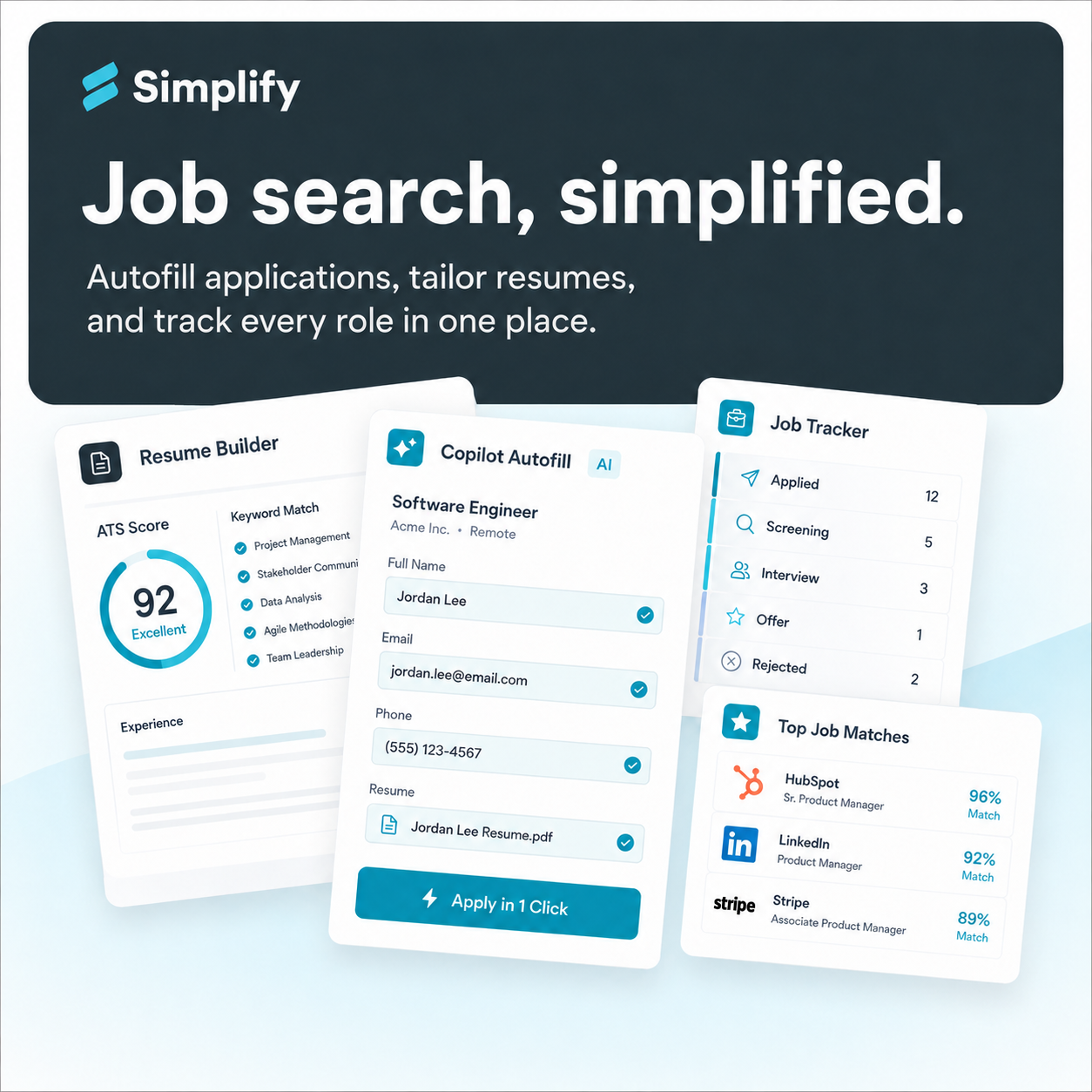 Simplify Facebook ad: Harvard students voted Simplify the #1 job search tool.