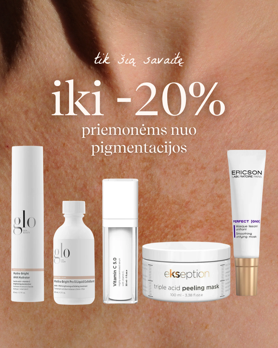 Skinbee.lt - kosmetologė Toma Viršilaitė Facebook ad: Nuolaidos | Pigmentacinėms dėmėms