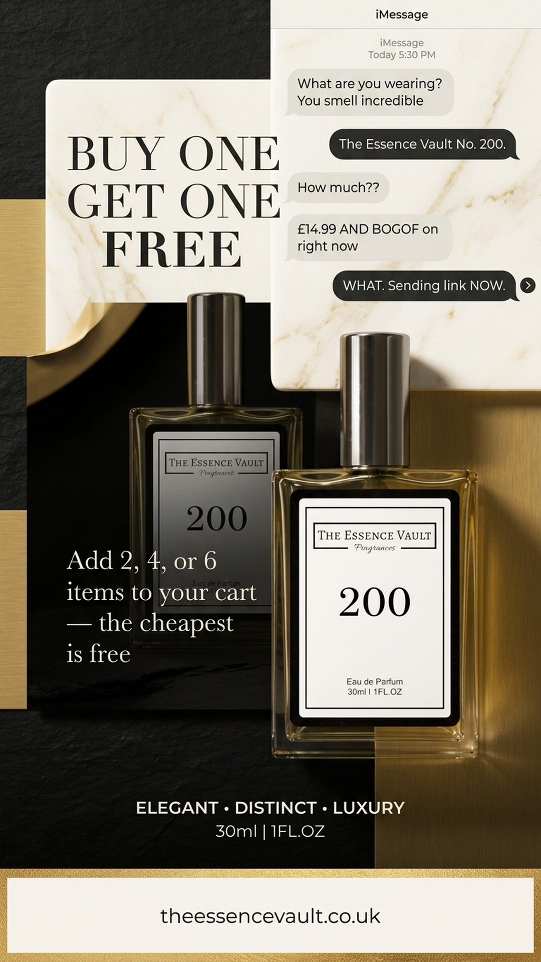 The Essence Vault Facebook ad from Mar 26, 2026