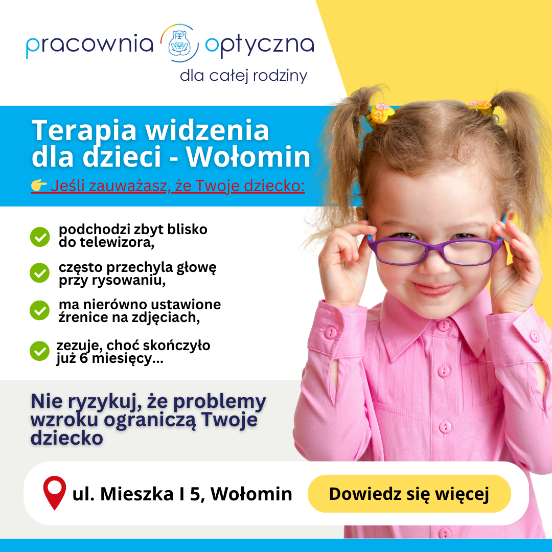 Pracownia Optyczna dla całej rodziny Facebook ad: Zez u dziecka to nie tylko kwestia estetyki.
