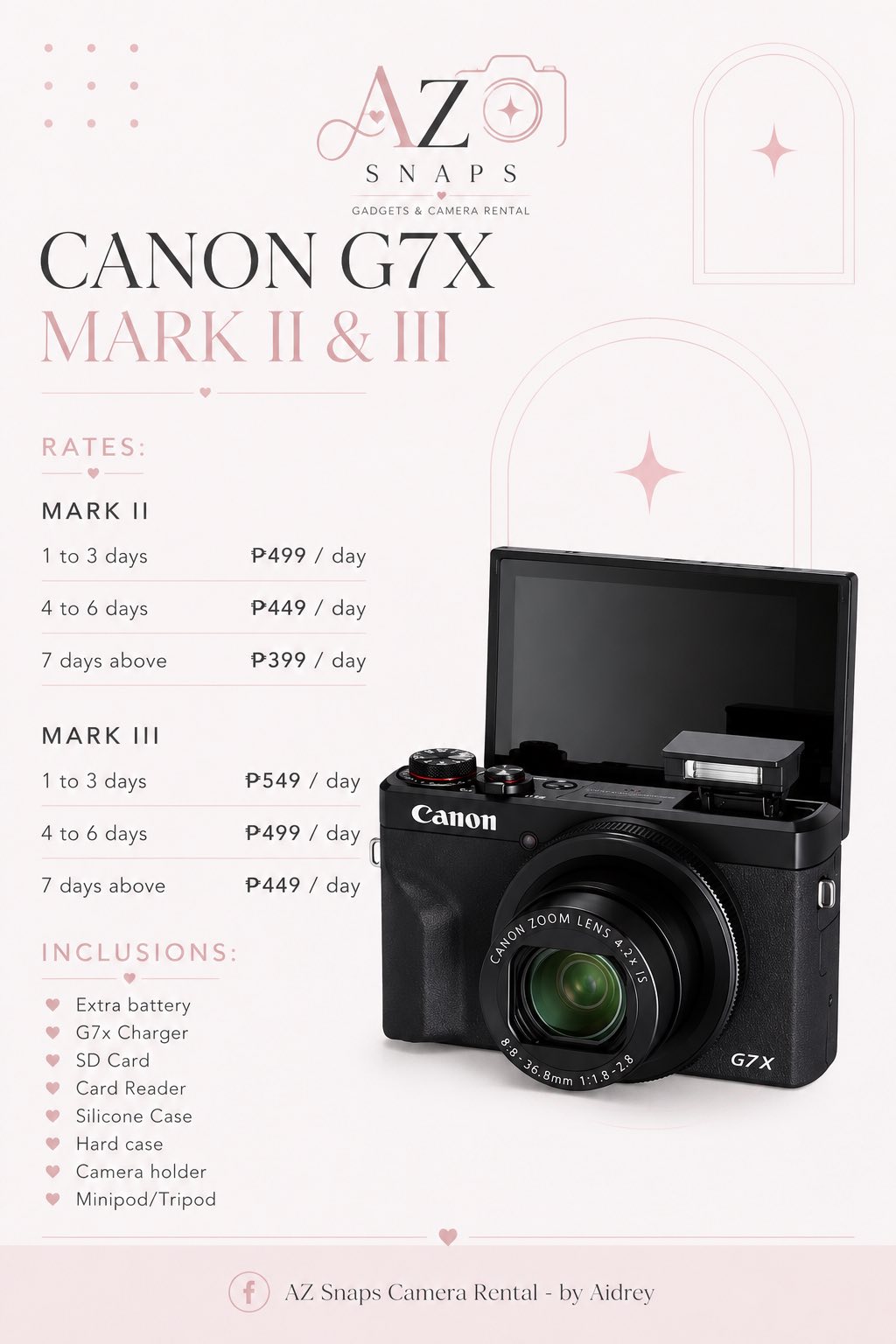 AZ Snaps Camera Rental - by Aidrey Facebook ad