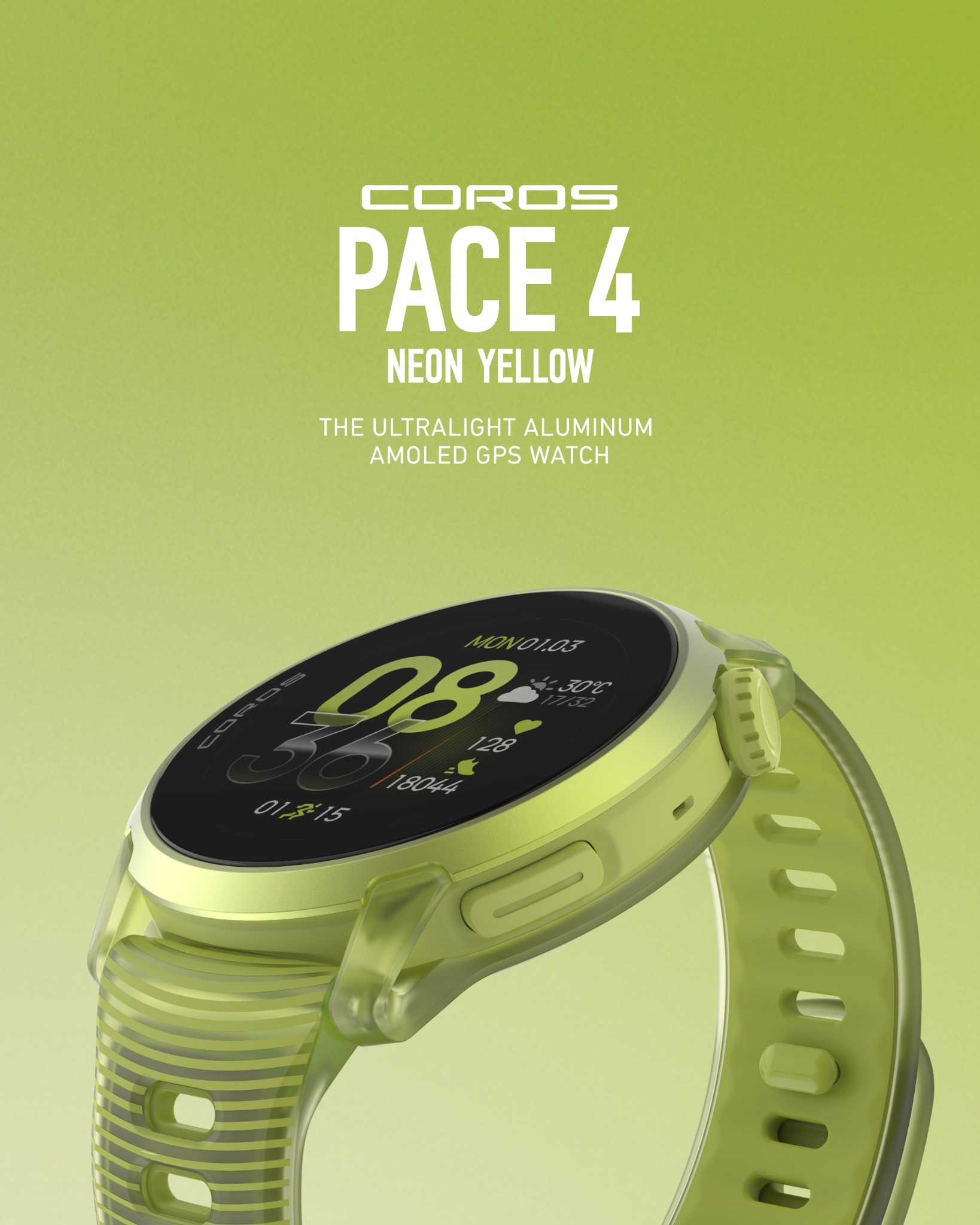 COROS Facebook ad: COROS PACE 4 Neon Yellow