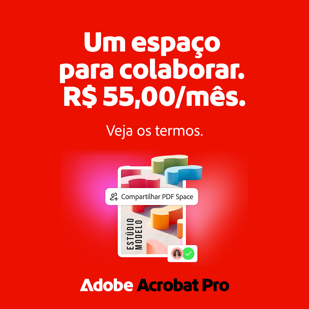 Adobe Acrobat Facebook ad: Trabalhe com eficiência em seu PDF Space.