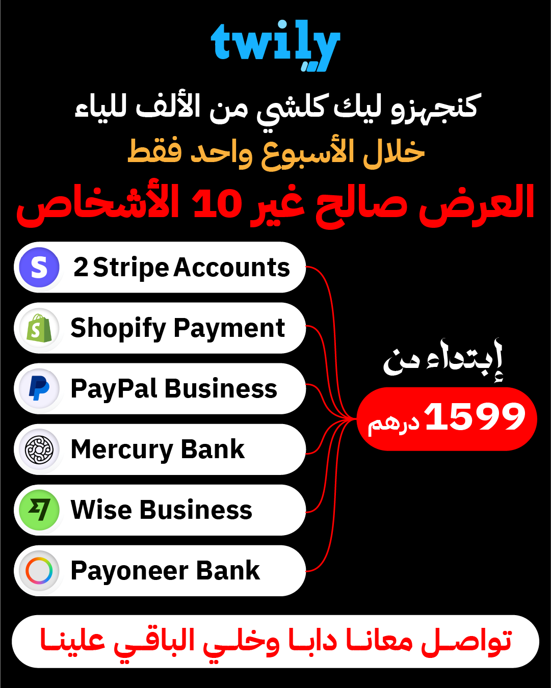 Twily usa Facebook ad: Accède enfin à Stripe,et Shopify Payments sans restriction