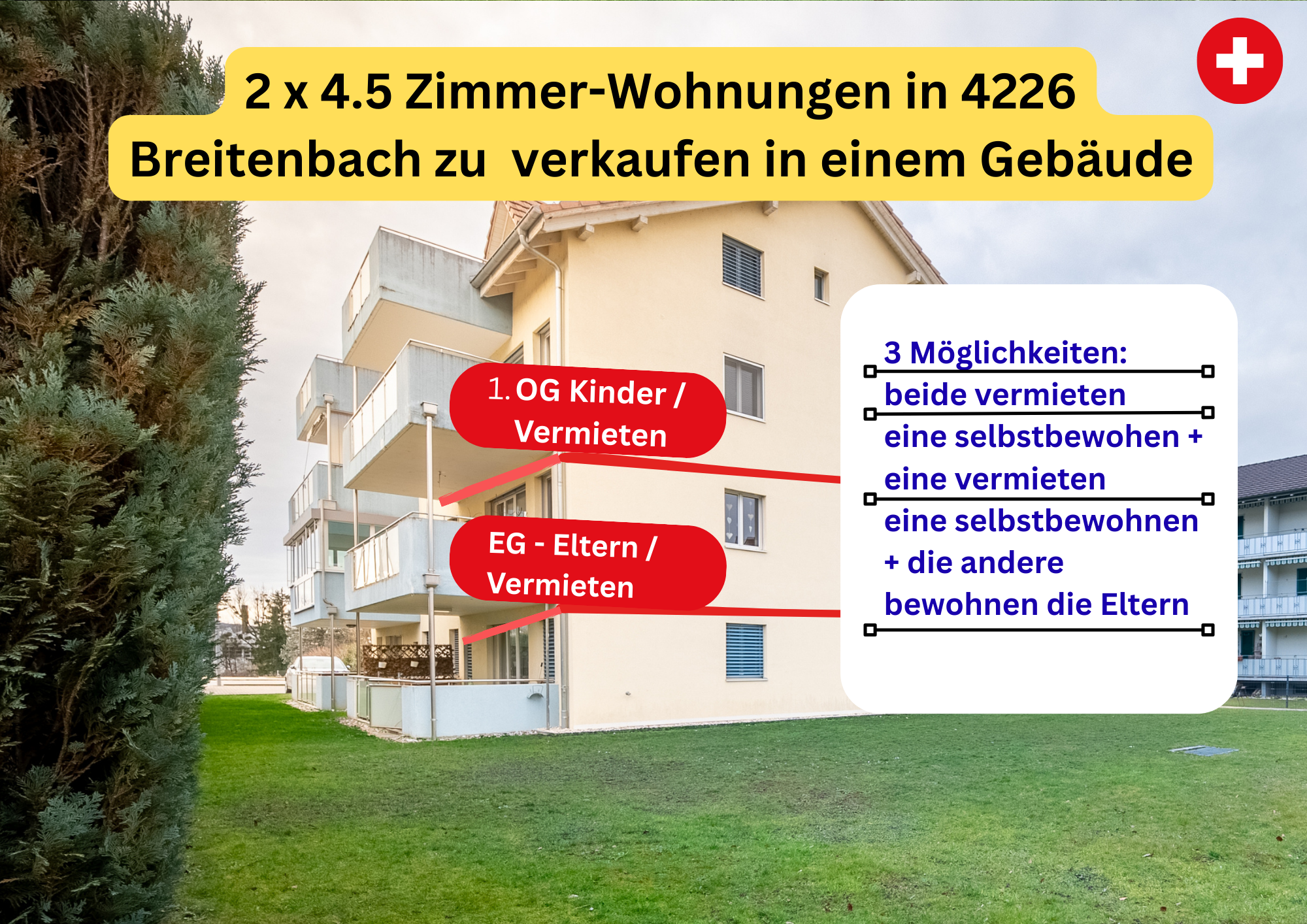 Immano Facebook ad: 2 x 4.5 Zimmer-Wohnung in Breitenbach. Exposé anfordern.