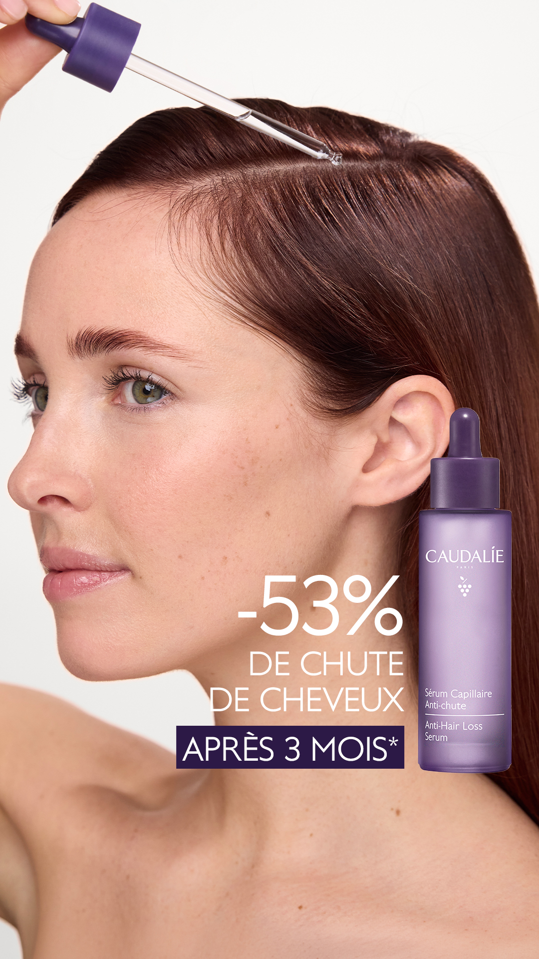 Caudalie Facebook ad: Nouveau Sérum Capillaire Anti-chute