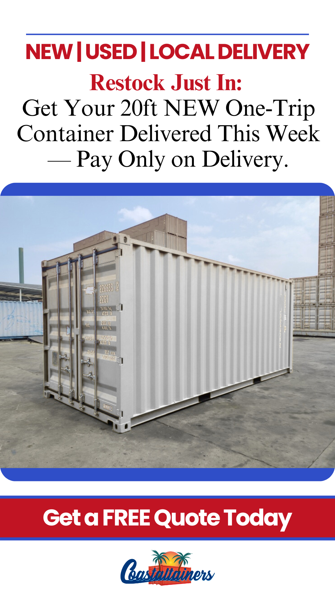 Coastaltainers Facebook ad from Jul 1, 2026
