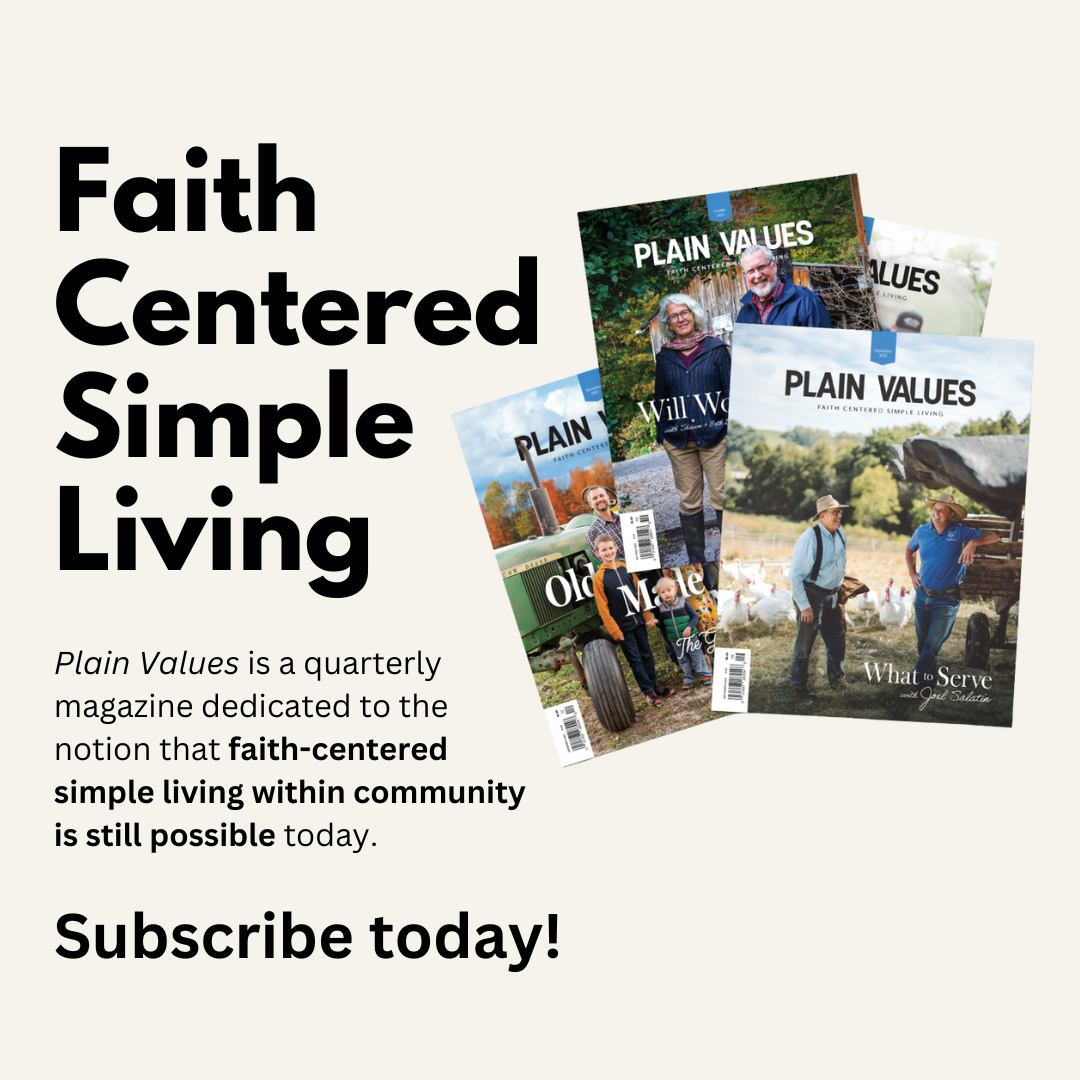 Plain Values Facebook ad: The #1 faith-centered, simple living magazine available…