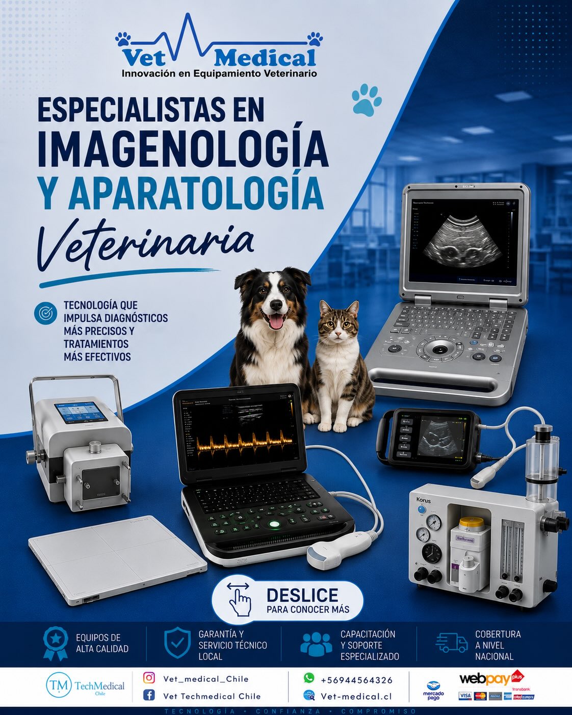 Vet Medical Chile Facebook ad: TECNOLOGÍA PARA UNA VETERINARIA QUE QUIERE IR MÁS…