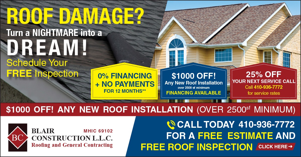 Blair Construction LLC Facebook ad: Roof Damage?