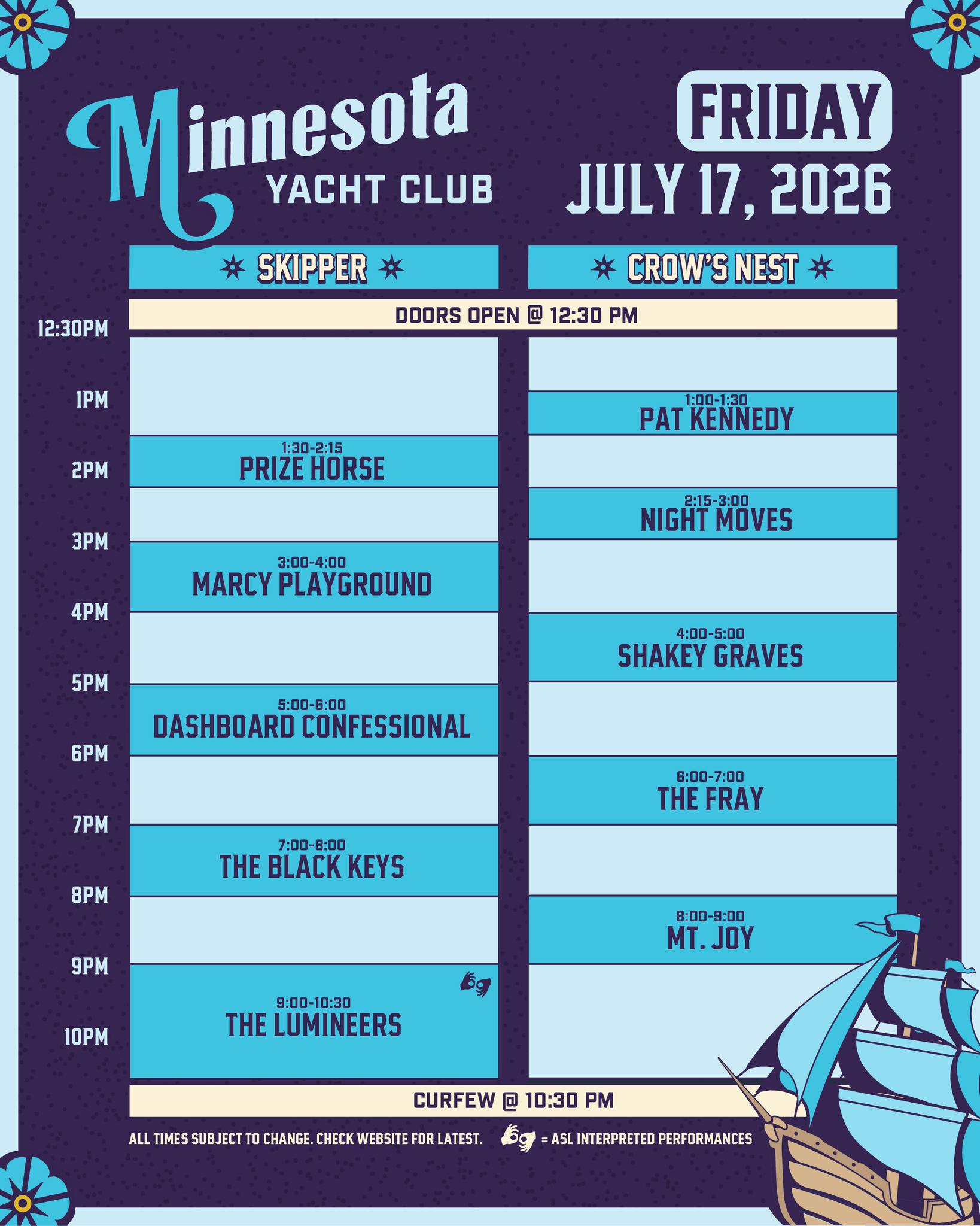 Minnesota Yacht Club Festival Facebook ad: Set times are here!