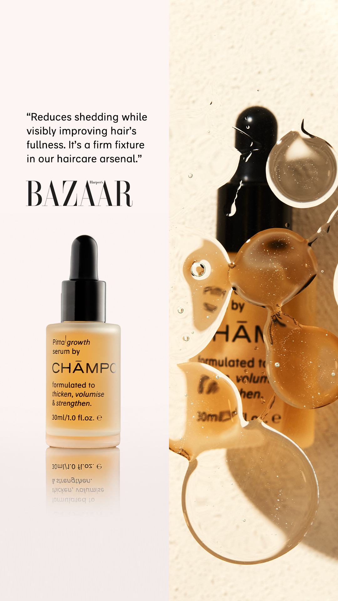 Chāmpo Haircare Facebook ad: For Thicker, Fuller Hair