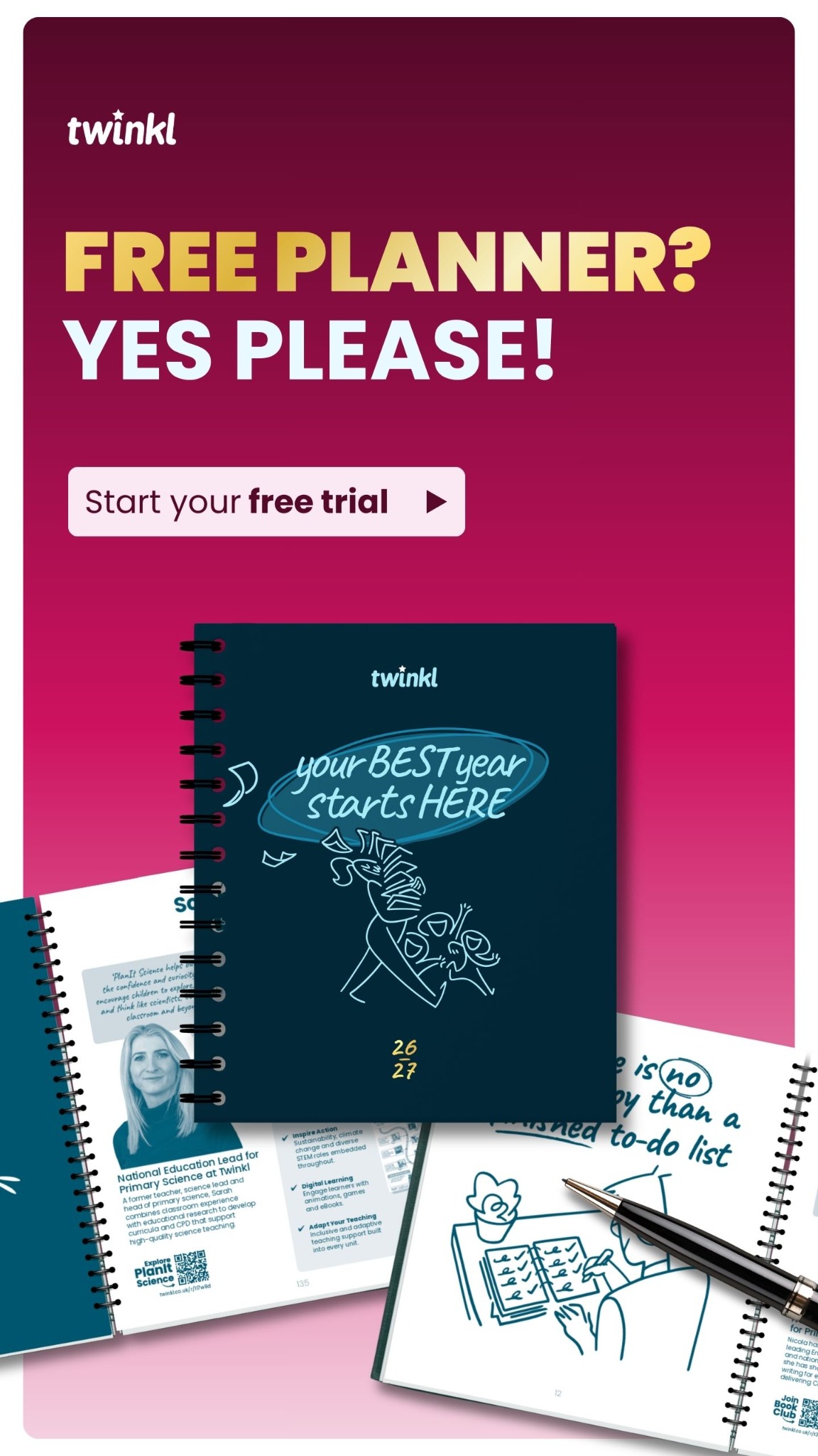 Twinkl Resources Facebook ad: Limited stock! Get your free planner now