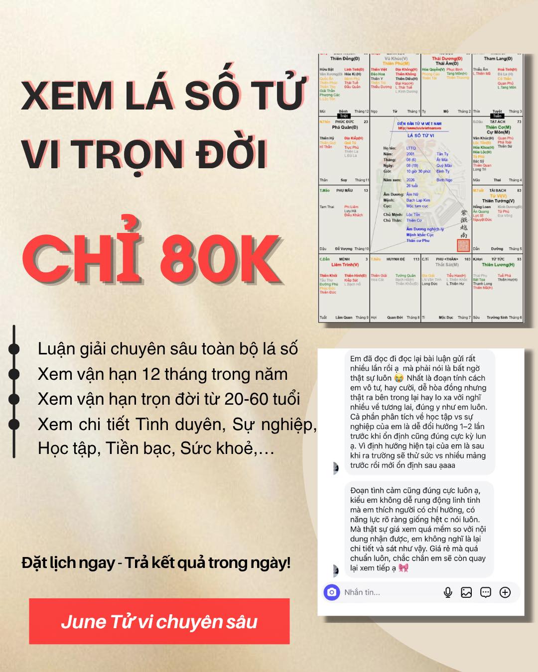 June Tử Vi Chuyên Sâu Facebook ad: CHỈ 80K, LUẬN GIẢI LÁ SỐ TỬ VI…