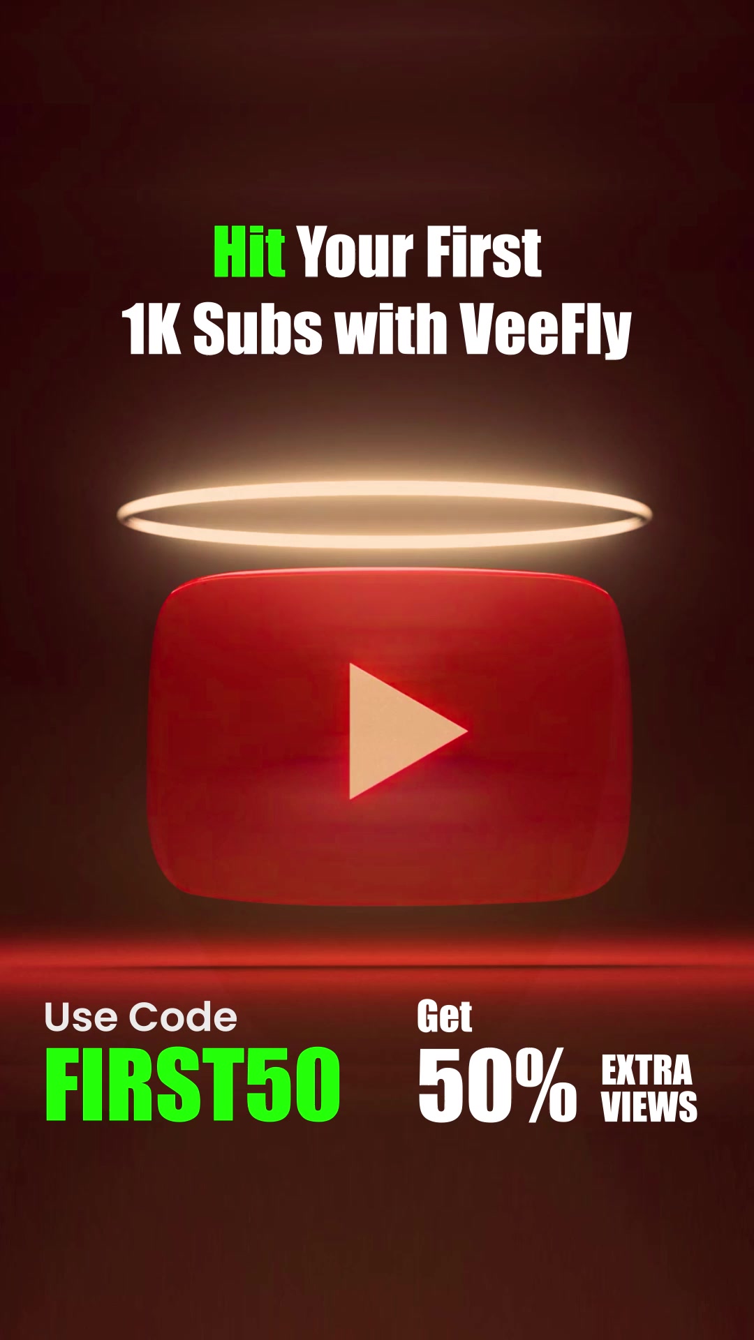 VeeFly Facebook ad: Get 50% Extra Views & Subs