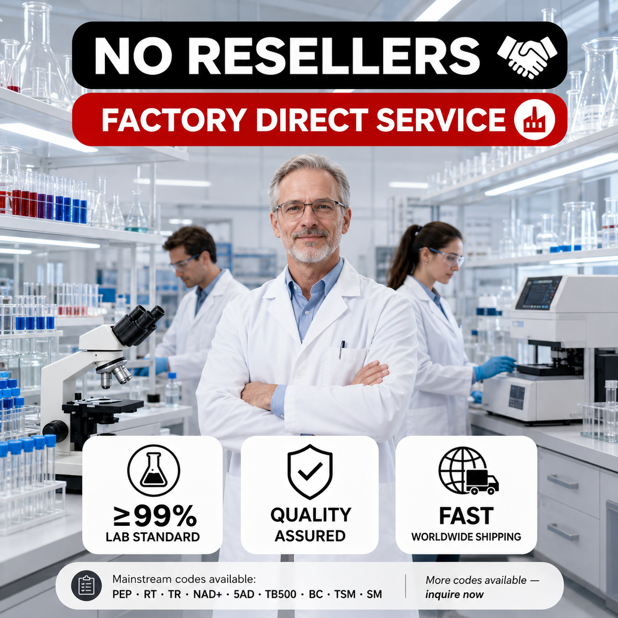 Purity Lab A52 Facebook ad: Factory Direct Laboratory Supply