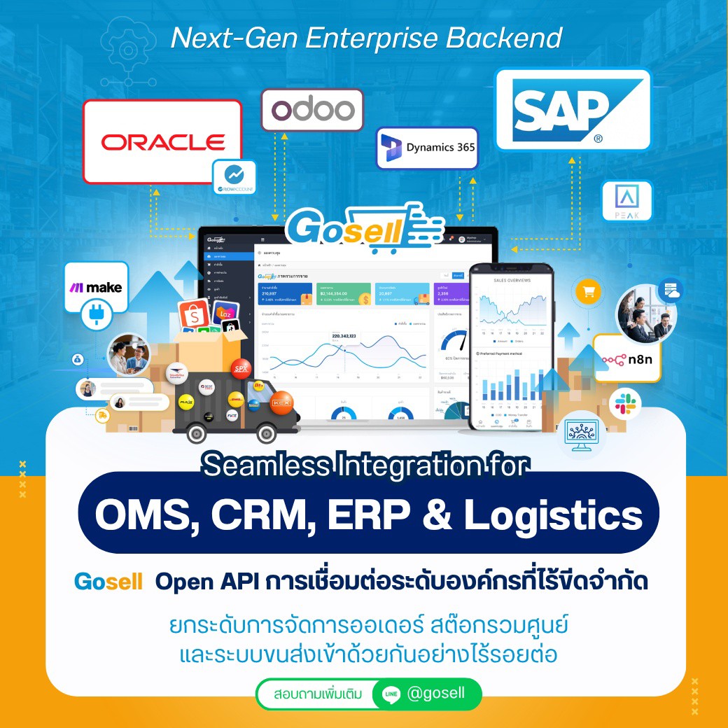 GoSell OMS & CRM ระบบหลังบ้านขายของออนไลน์ครบวงจร Facebook ad: ทุกระบบทำงานเชื่อมกัน ไม่ใช่แค่ใช้งานแยกส่วน