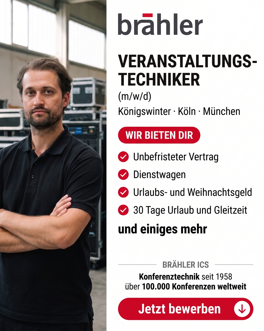 Brähler ICS Konferenztechnik Facebook ad: Bewerben in drei Minuten