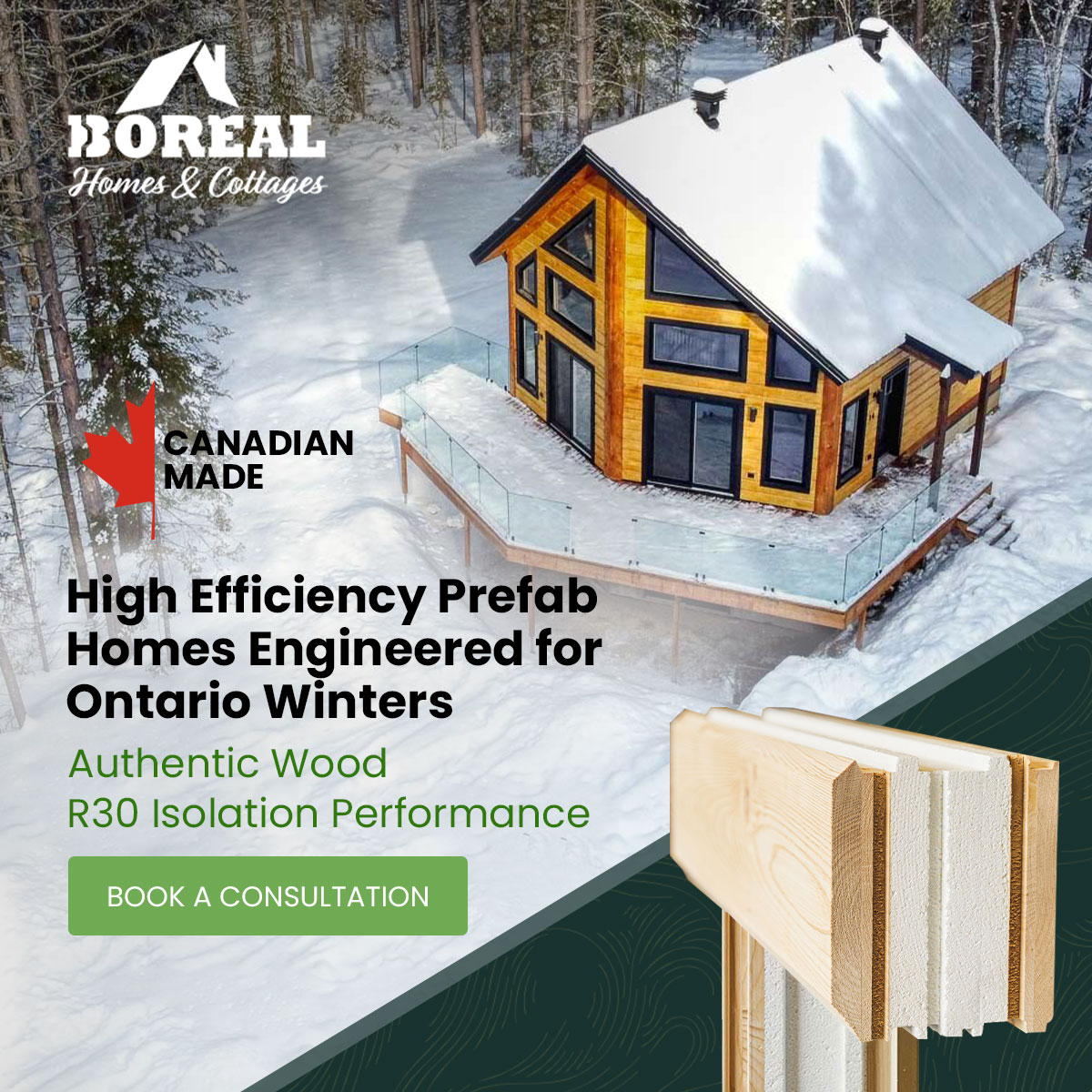 Boreal Thermolog Homes and Cottages Facebook ad