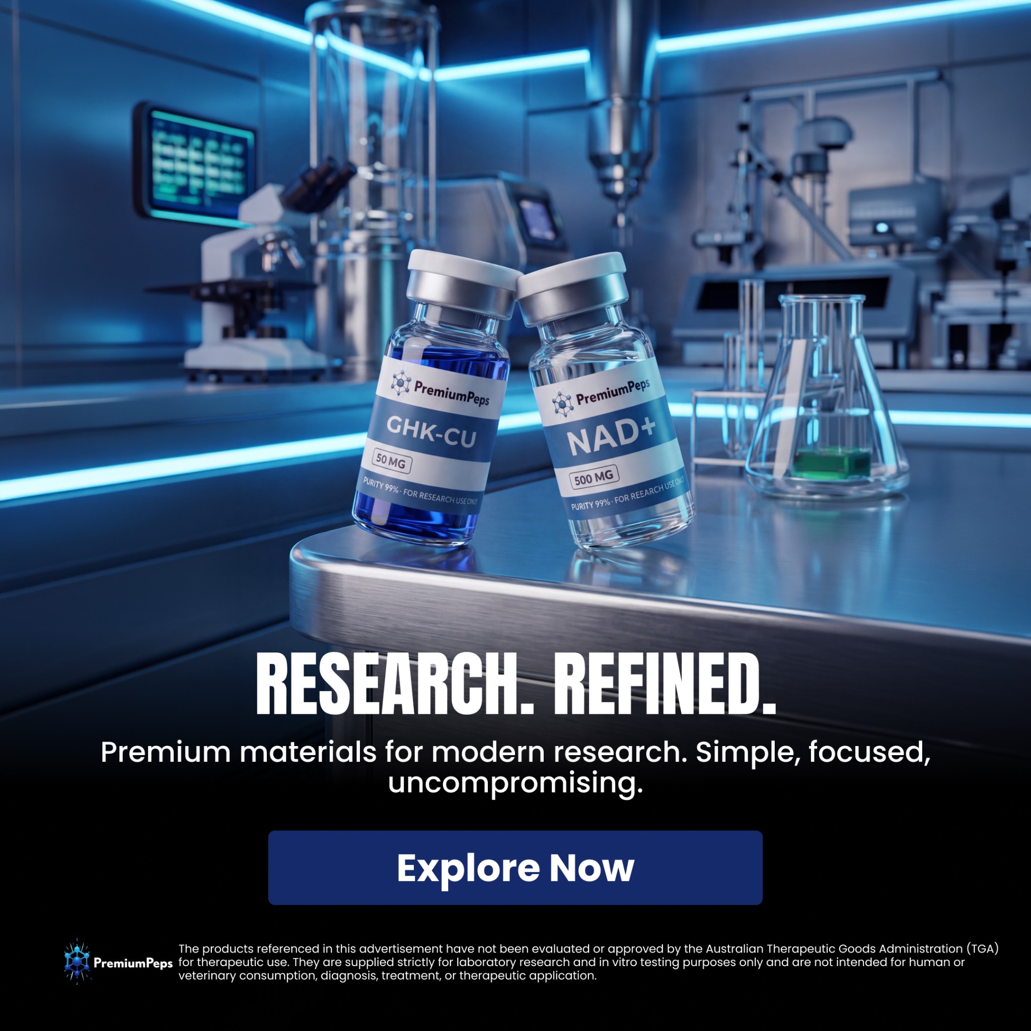 Premium Peptides Facebook ad: Explore PremiumPeps